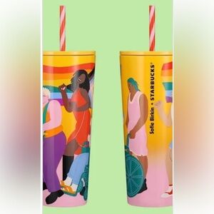 Starbucks + Sofie Birkin Bold Yellow Artsy Colorful Characters 24 Oz Tumbler